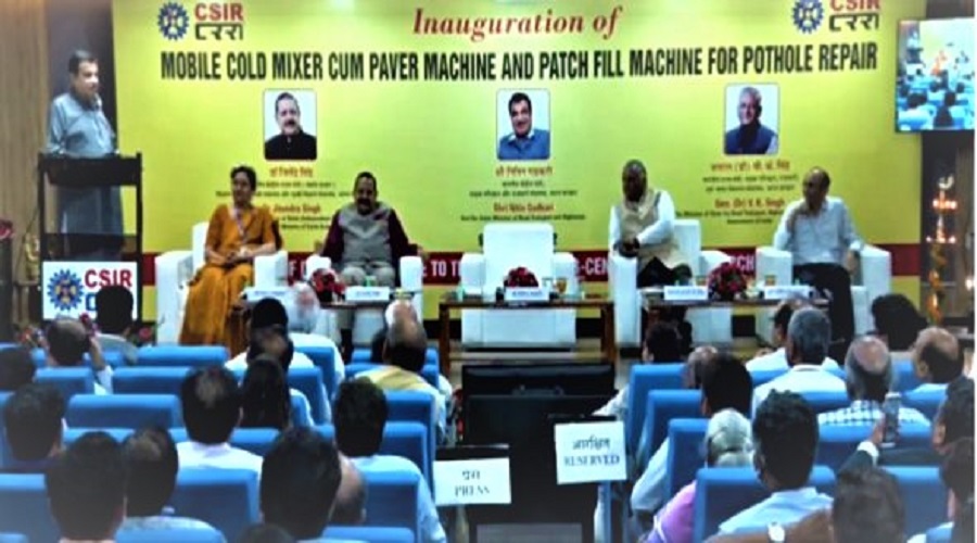 Nitin Gadkari launches CSIR made new cold mixer cum paver and patch fill machine